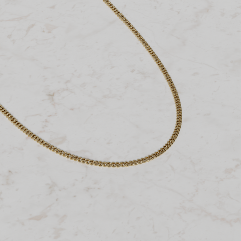 18K Gold Solid Curb Link