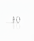 A pair of minimal polished 10K white gold Keeper Hoops on a white background, highlighting its seamless design.